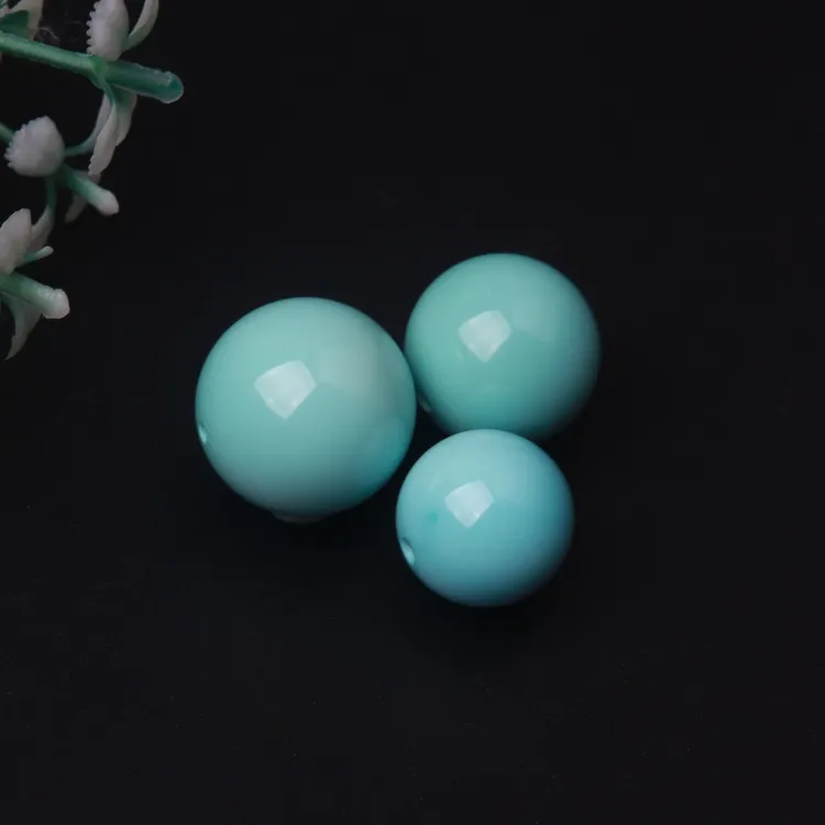 绿松石圆珠天然原矿蓝色配珠顶珠配饰珠子散珠