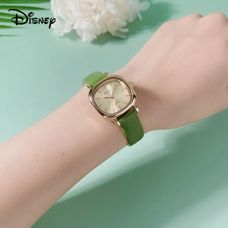 Disney/迪士尼精致手表女士简约学生防水百搭复古小绿表腕表礼物