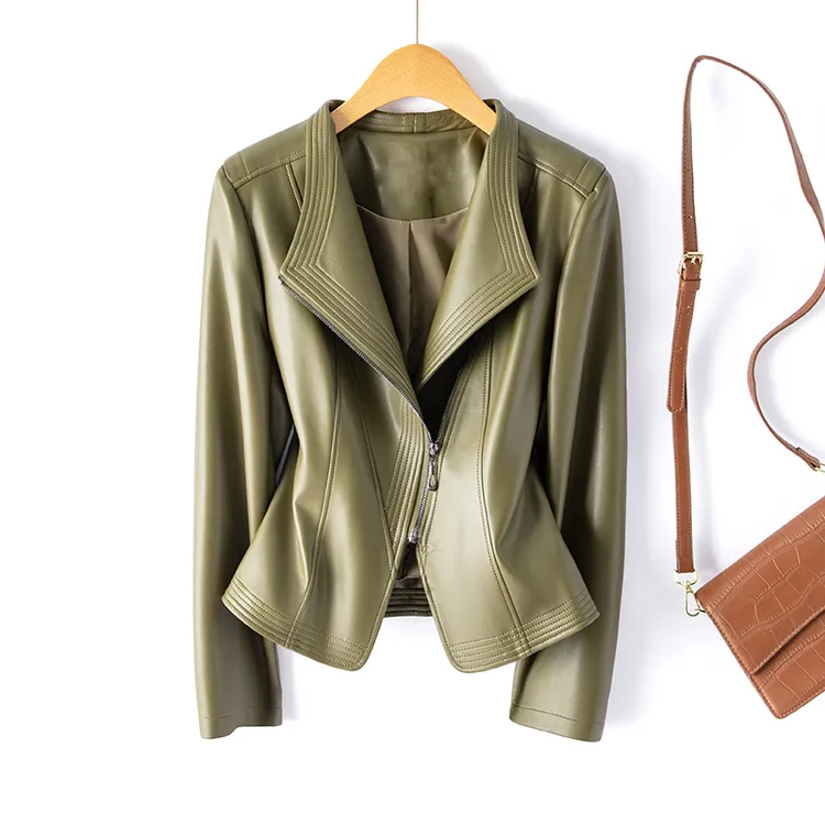 海宁真皮皮衣！短款绵羊皮春秋季显瘦修身皮衣外套216