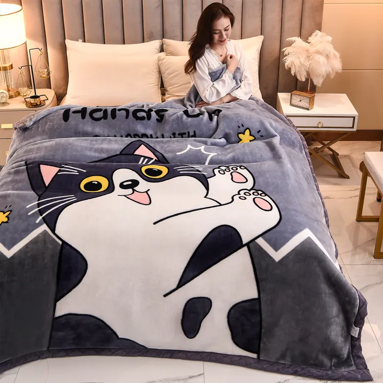 团购拉舍尔绒毛毯冬季双层加厚秋冬毛毯双面珊瑚绒加绒单人午睡毯