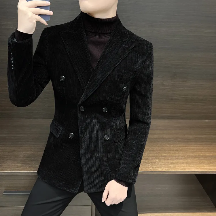 雪尼尔休闲西装外套男款高级感痞帅男装秋冬季高贵上档次男士西服