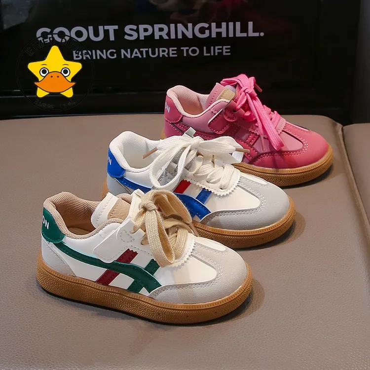 儿童帅气时尚板鞋2024秋季时尚学院风拼色运动鞋男女中大童休闲鞋