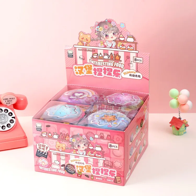 新款汉堡捏捏乐食玩本解压笔记本礼盒装学生礼物可爱随身日记本
