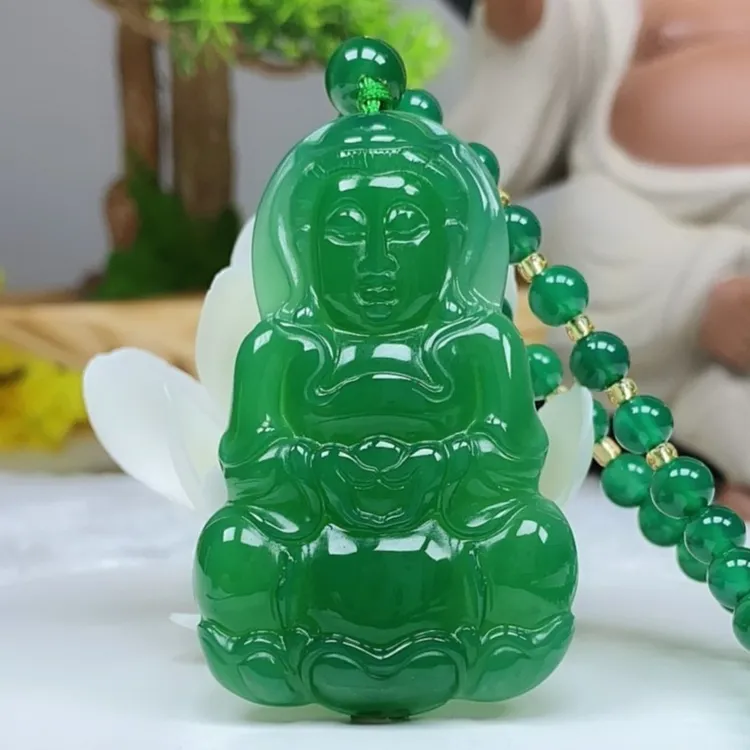 帝王大绿观音吊坠 天然玉石吊坠 观音吊坠(配珠链) 带证书带礼盒