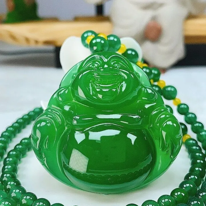 【镇店之宝】帝王大绿佛公 双面精工 3D大厚装 笑脸大肚佛 附证书1