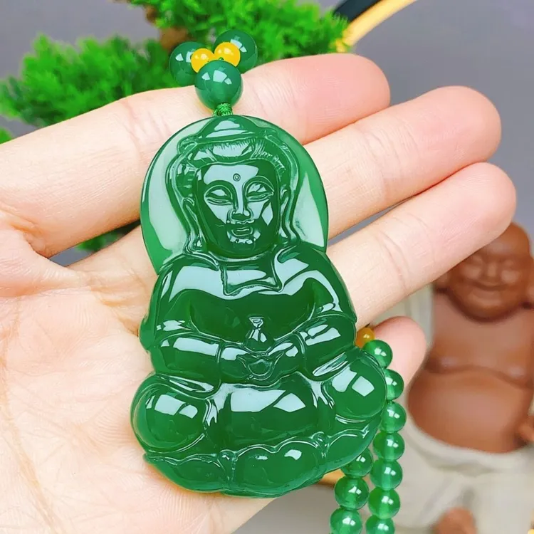帝王大绿觀音吊坠 观音吊坠(配珠链) 天然玉石 带证书带礼盒