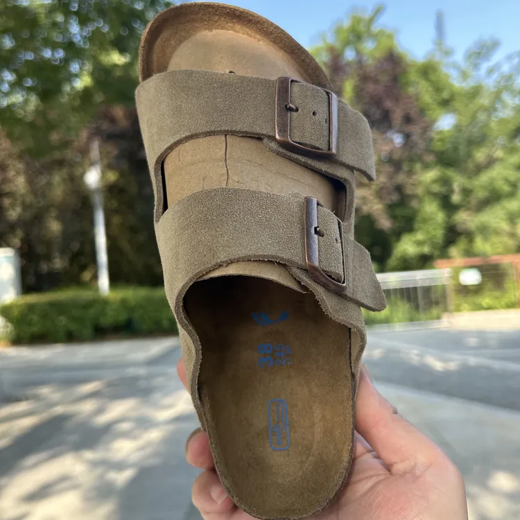 【勃肯鞋二字拖】夏季网红爆款真皮拖鞋橡木中底百搭耐磨懒人鞋时尚