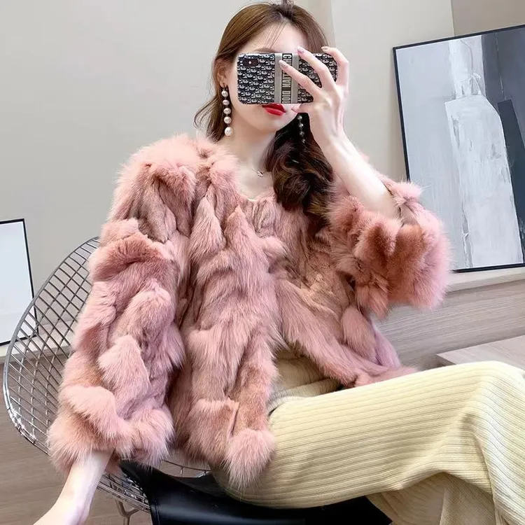 皮草外套女海宁2025新款秋冬季狐狸毛短款上衣七分袖韩版加厚清仓
