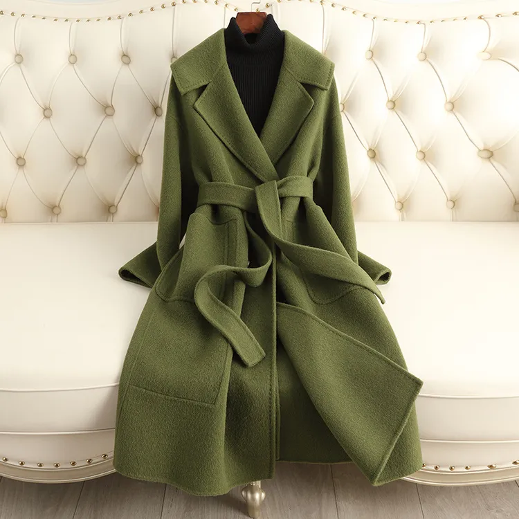 2024冬季新款双面呢羊绒大衣女长款高端修身赫本风羊毛呢外套