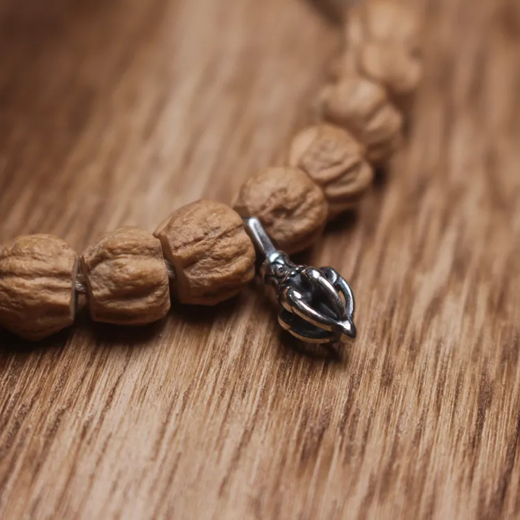 925银银制品 藏式小杵卡子镶嵌做旧手工搭配金刚百香籽个性素款