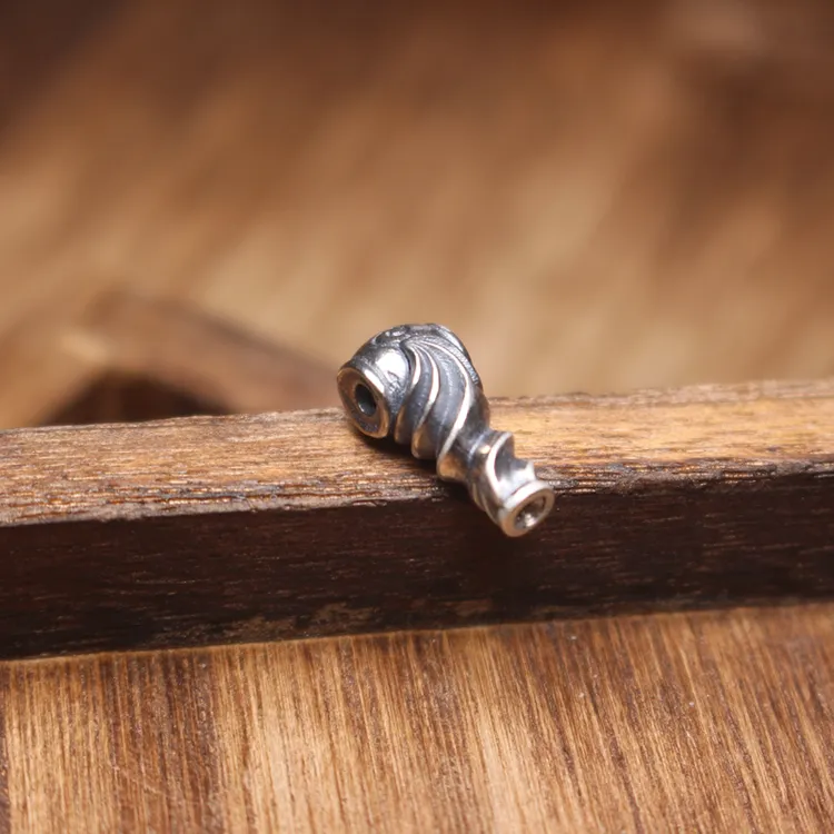 925银银制品 螺旋纹小三通搭配百香籽星月手串珠链文玩配饰个性