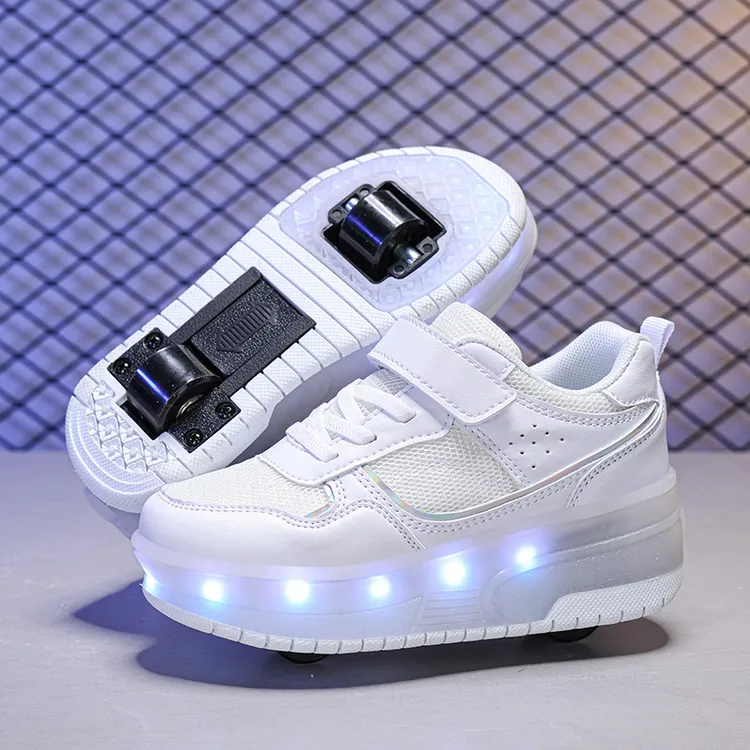 双轮暴走鞋女童6-12岁暴走轮滑鞋隐形透气网面溜冰鞋可拆卸童鞋男