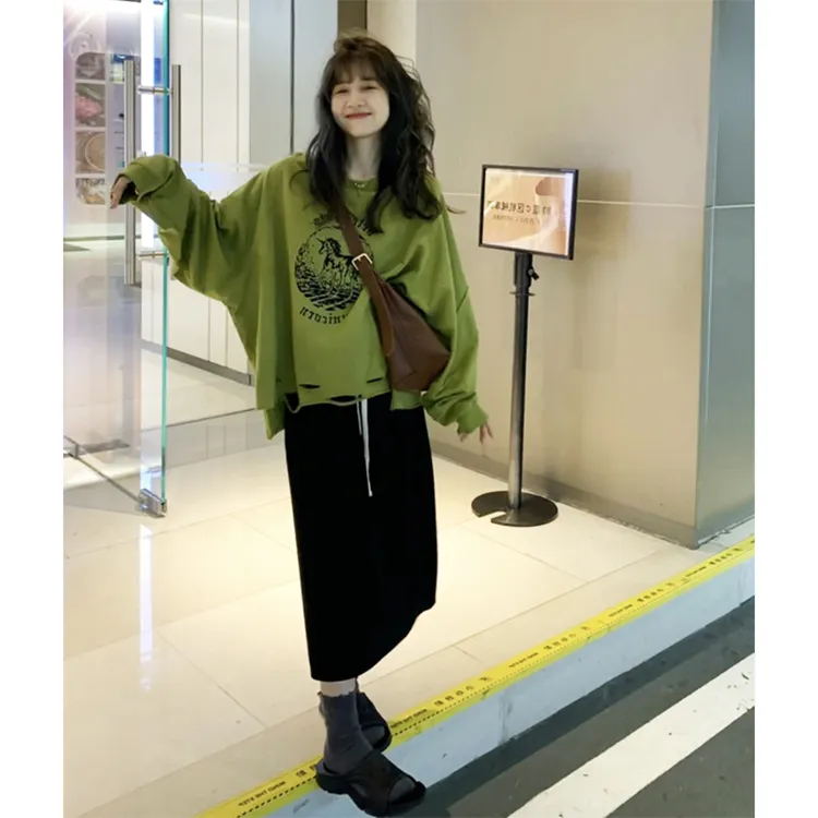 女装慵懒风卫衣春秋新款宽松百搭气质半身裙运动时尚休闲设计感