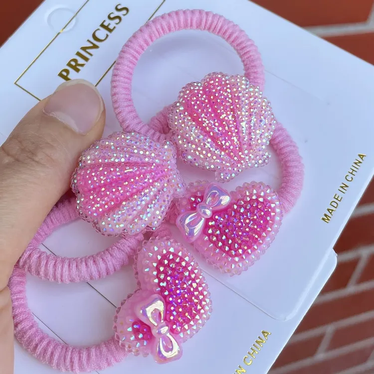 儿童扎马尾头绳宝宝女童高弹力发饰不伤发圈小女孩时尚闪亮头饰