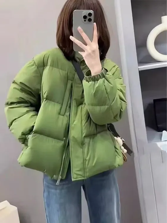 短款轻薄羽绒服女2025冬季新款时尚立领宽松小个子白鸭绒保暖外套