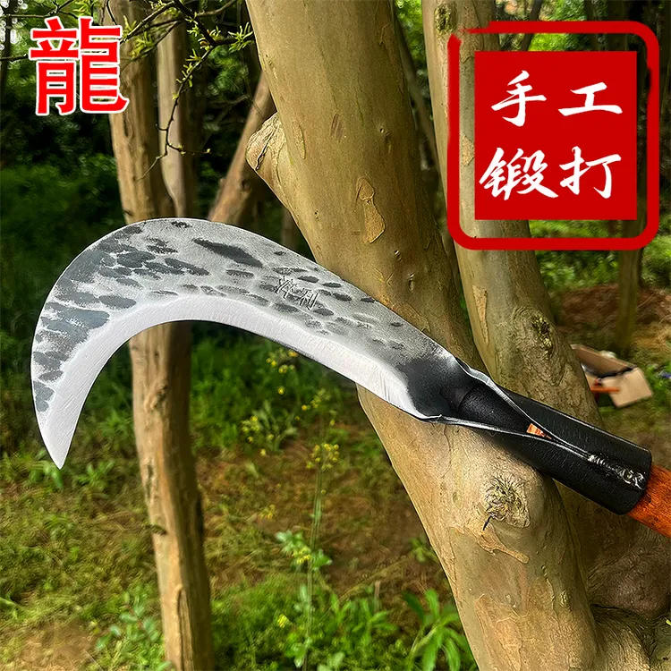 纯手工锻打镰刀农用砍树枝割玉米弯刀古法老式户外开路专用割草刀