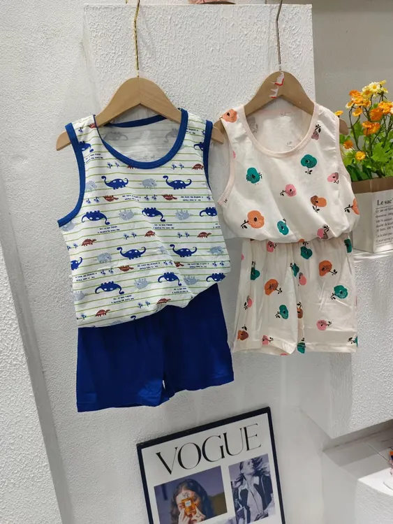 套装童装女童男童家居服户外短裤背心短袖套装帅气可爱