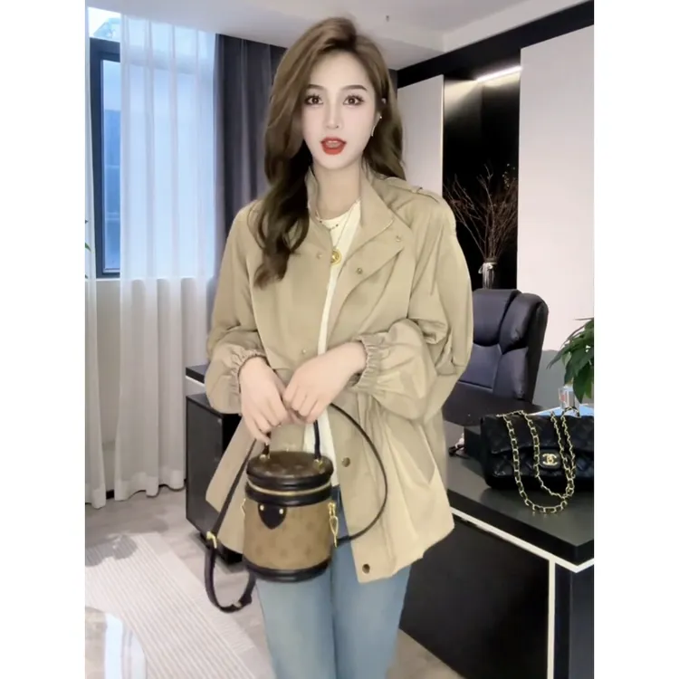 美拉德复古工装风衣外套女2024春秋新款韩版宽松休闲百搭爆款上衣