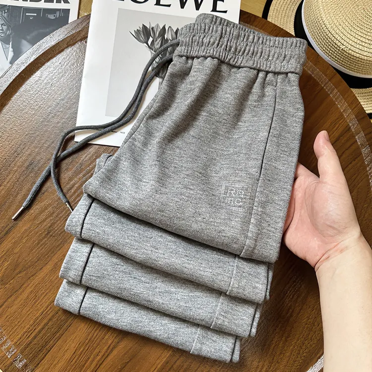 灰色香蕉裤女垂坠感秋冬季2024新款爆款高腰直筒休闲阔腿镰刀裤子