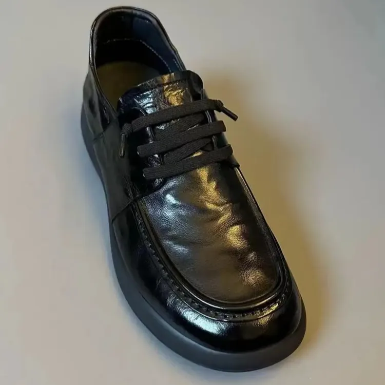 2024秋季新款真皮牛皮时尚休闲黑色男鞋软底舒适百搭鞋子男鞋商务