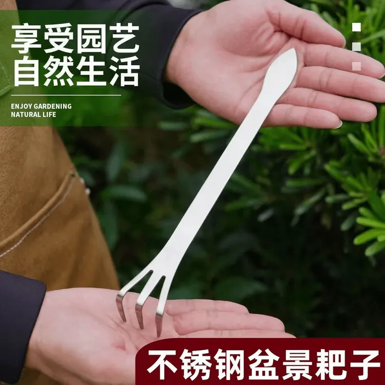 【非常好用】不锈钢两用耙子盆景松土盆栽花卉园艺植物小帮手 Y08商品图