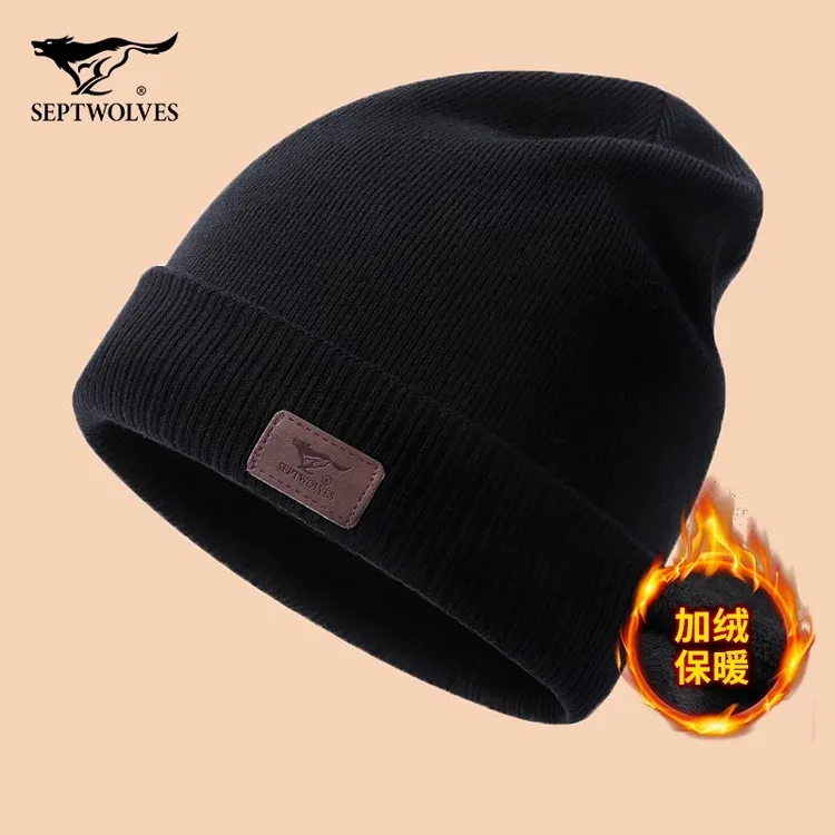 七匹狼帽子男士冬季防寒保暖毛线针织帽女时尚潮户外新款加绒冷帽