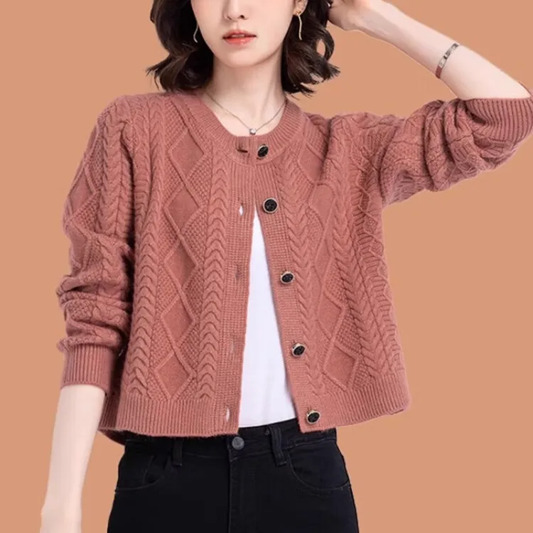 小个子针织开衫女春秋2024新短款卡腰上衣小外搭披肩毛衣外