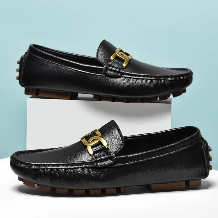 唐戈豆豆鞋男鞋夏季真皮商务舒适时尚百搭乐福鞋男士软底休闲皮鞋