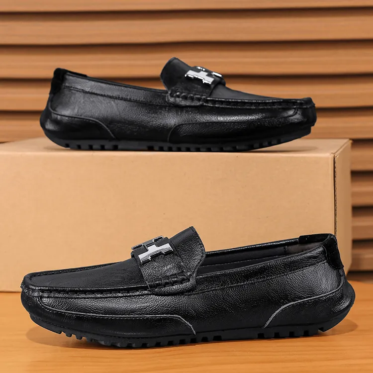 唐戈春季男士豆豆鞋百搭真皮软底商务皮鞋潮流舒适新款透气驾车鞋