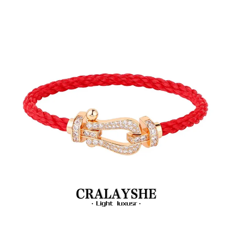 钛钢手链 官方正品孙颖莎同款马蹄扣手链高级感定制情侣手绳编织