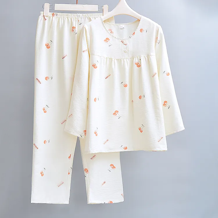 睡衣女套装夏季云朵棉薄款年轻甜美长袖长裤家居服时尚清新套装