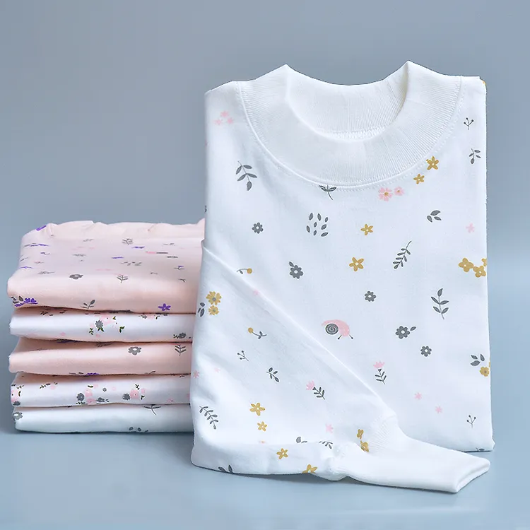 100%纯棉秋衣女保暖上衣加厚秋冬内衣宽松大码全棉线衣棉毛衫