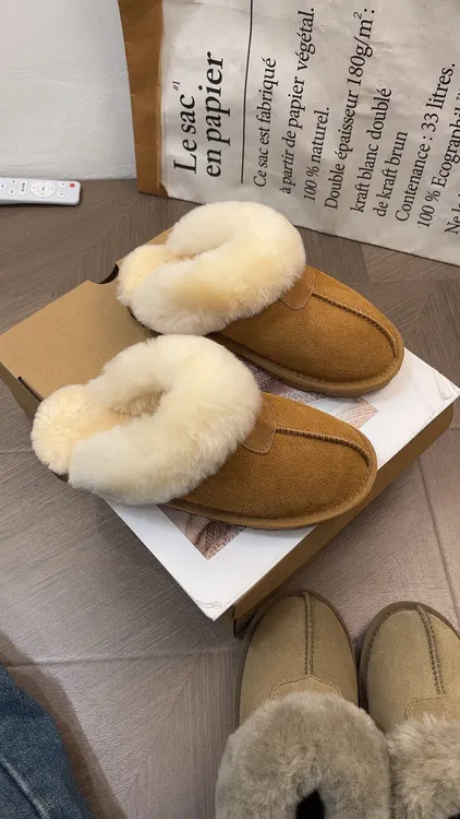 特价！真皮毛毛星拖网红拖鞋外穿包头拖棉拖特价款介意勿拍