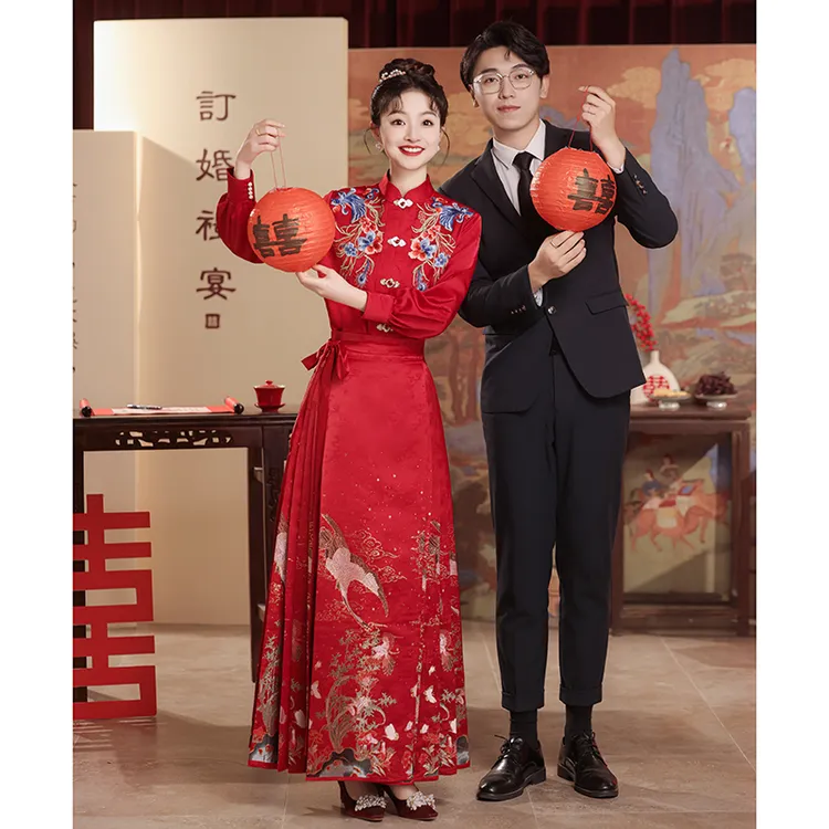 马面裙敬酒服2023新款新中式汉服国风订婚结婚礼服结婚服回门红色