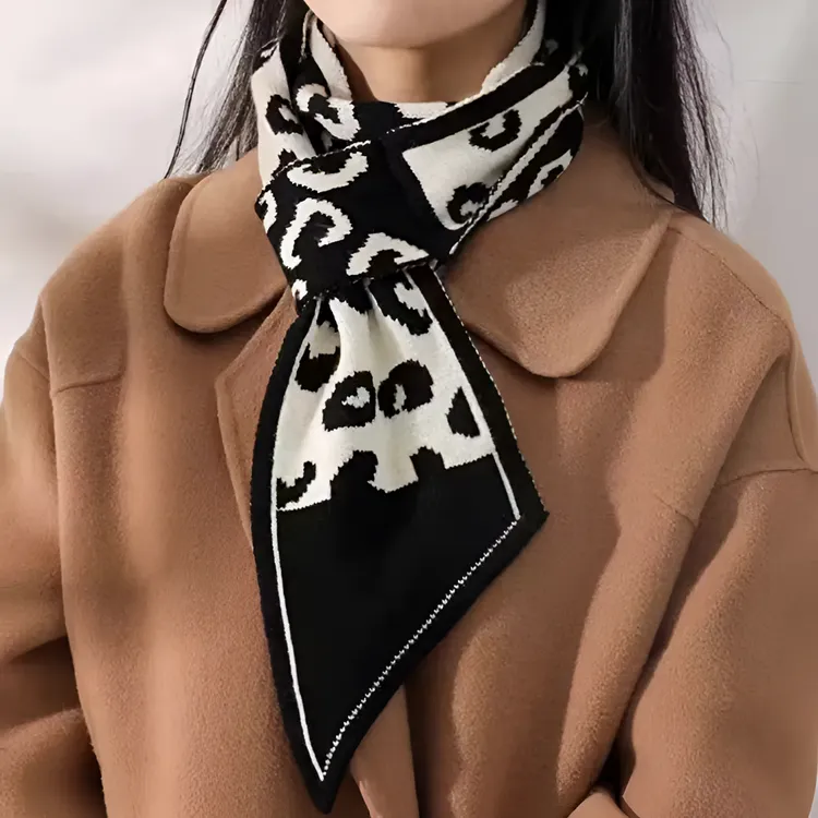 秋冬针织护颈围巾时尚百搭双面拼色长巾保暖简约气质围脖冬季韩版