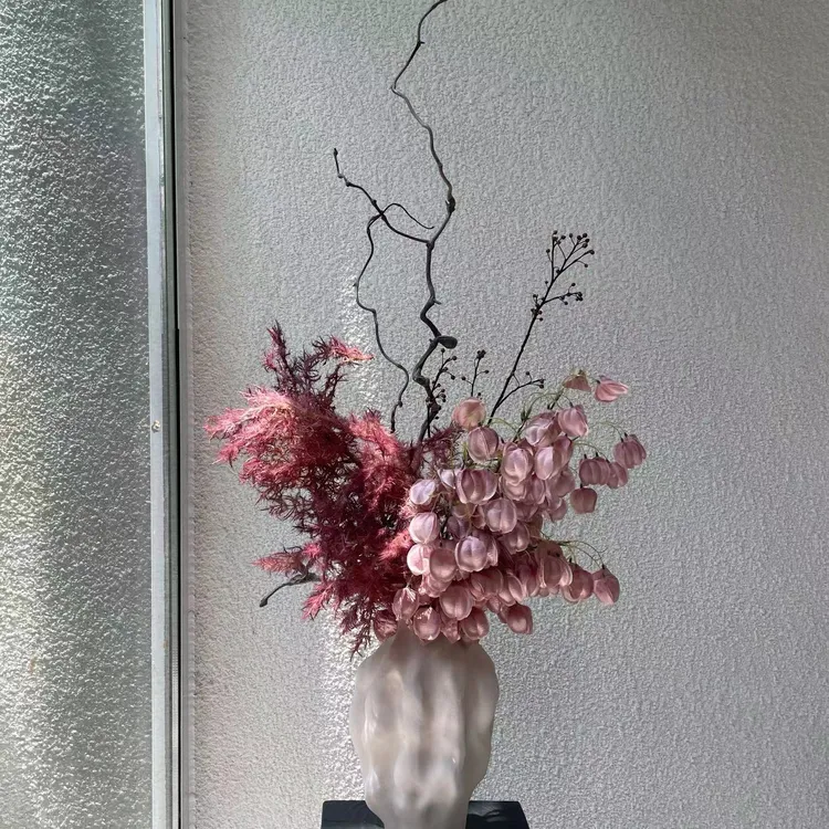 【柿吉】 远山 设计师款手扎花束仿真花假花陶瓷花瓶玄关电视柜摆件