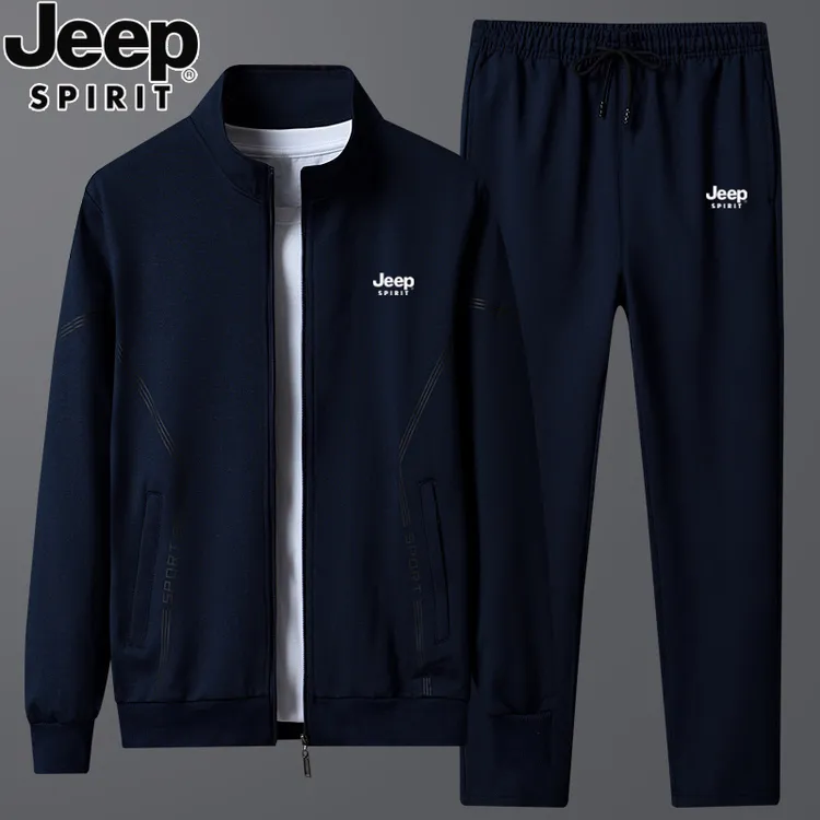 JEEPSPIRIT运动套装男春秋季新款开衫男士运动休闲卫衣两件套装男