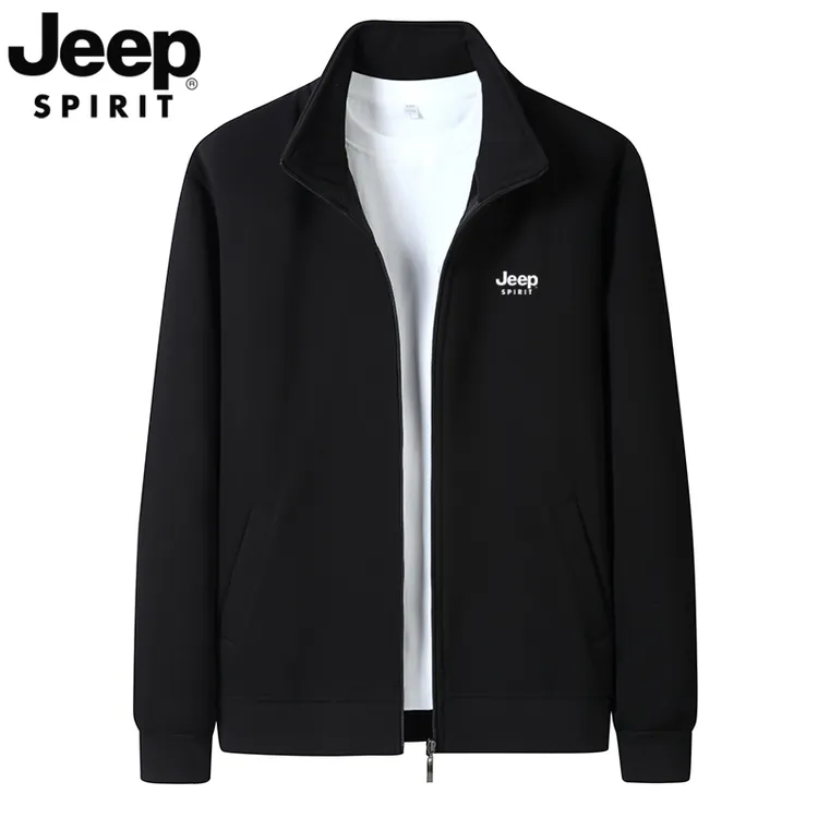JEEP SPIRIT立领开衫卫衣男2023秋冬新款针织休闲卫衣外套男长袖