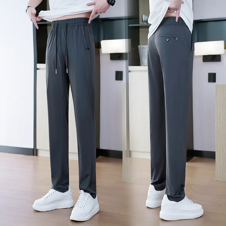 轻薄款冰丝速干裤子男士夏季新款商务休闲裤透气高弹力百搭直筒裤