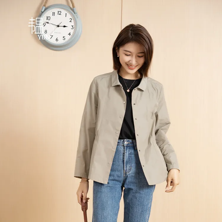 秋季新款方翻领收腰短款风衣A23212528出游服装女