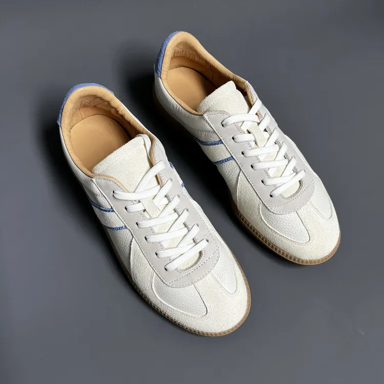 真皮德训鞋男时尚透气软底鞋子百搭运动休闲鞋