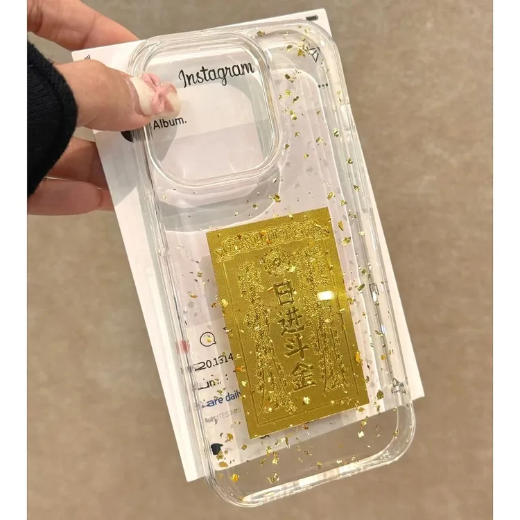 ZMGX金箔日进斗金适用苹果15/16promax滴胶手机壳iphone14/1312套