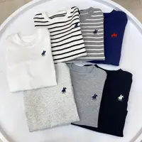 儿童秋冬打底衫中大童棉质长袖刺绣儿童T恤上衣圆领套头秋衣男女