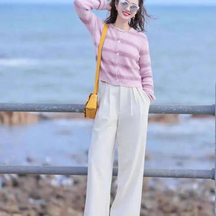 减龄一整套穿搭小个子洋气减龄奶fufu软糯针织毛衣休闲裤两件套女