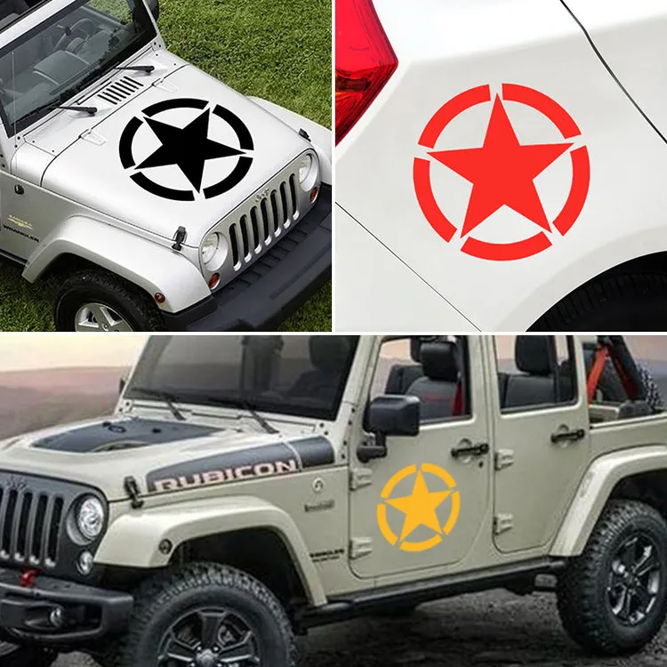 五角星车贴纸兄弟连越野车引擎盖机盖备胎车门车身划痕小牛装饰贴