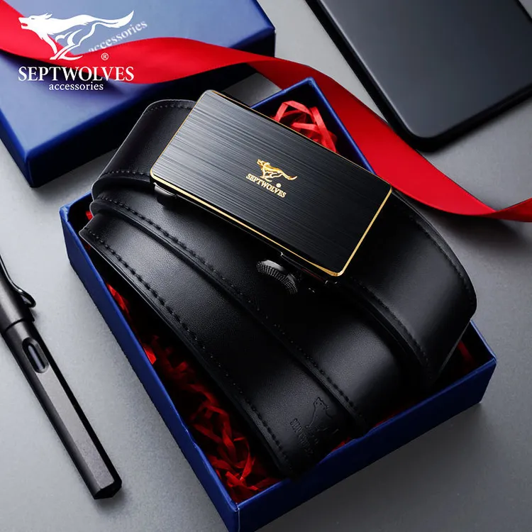 七匹狼内扣男士皮带真皮自动扣新款正品高档男款内穿时尚牛皮腰带