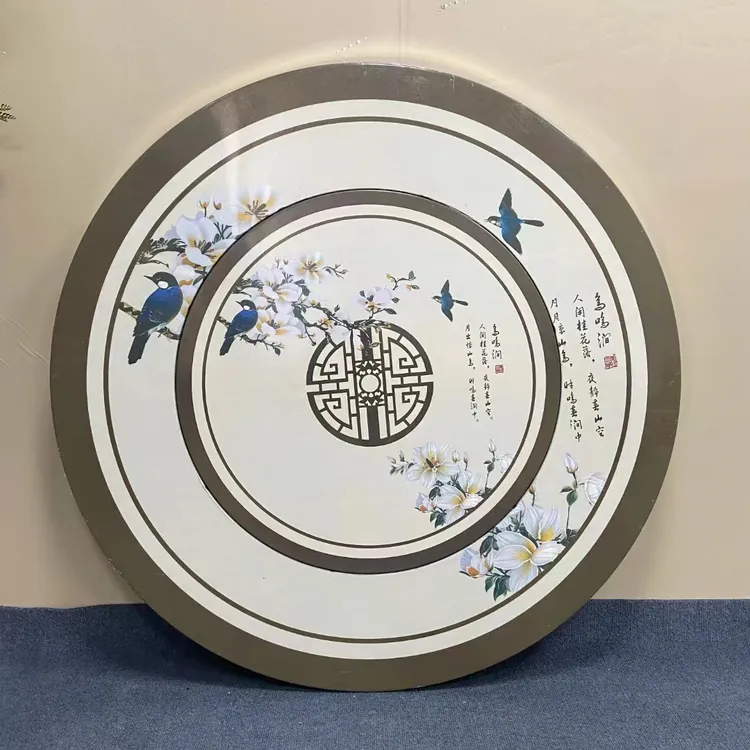1.2米-2.0米加厚不锈钢内置转盘大圆桌家用酒席饭店彩图简约餐桌