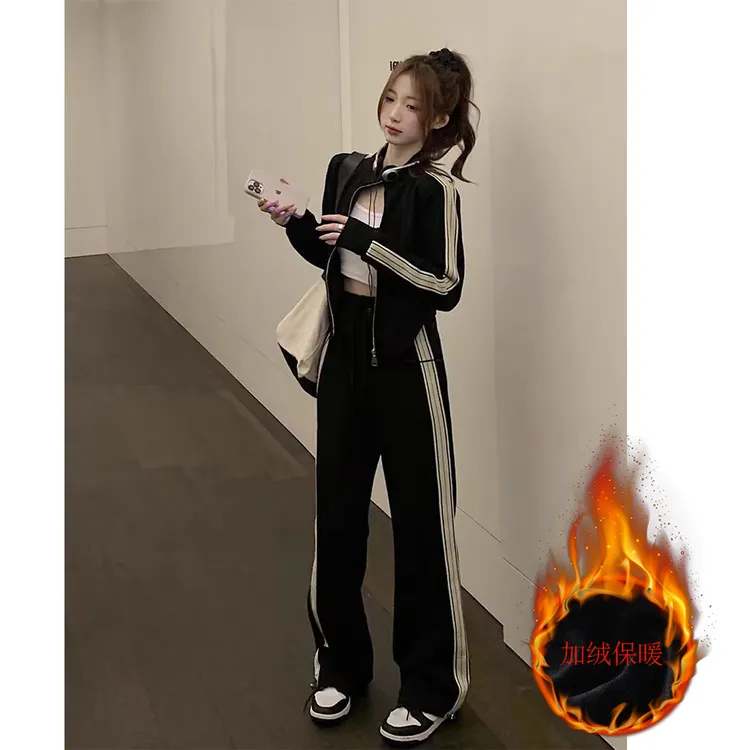 Y3010小个子定制时尚运动套装女秋冬款减龄外套窄版裤两件套长袖