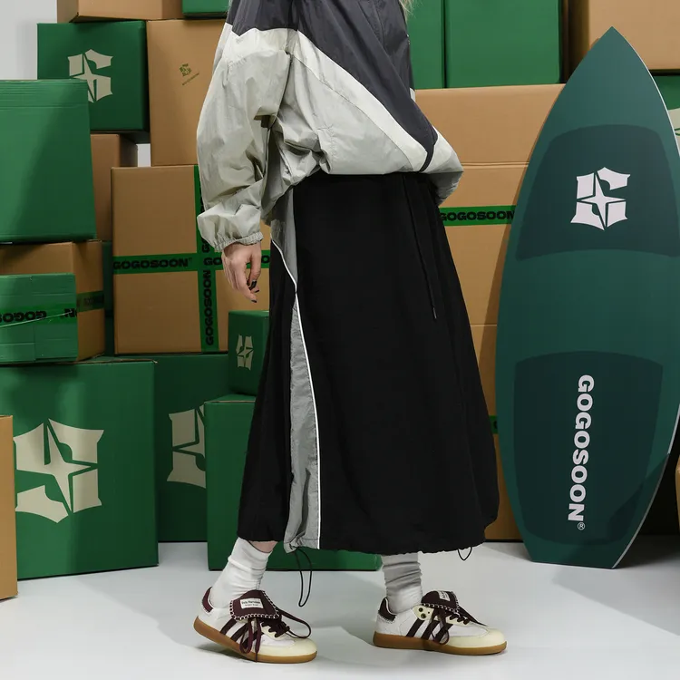 清仓福利复古时尚感显瘦ins分割黑色A字高腰半身裙女春夏百搭韩版