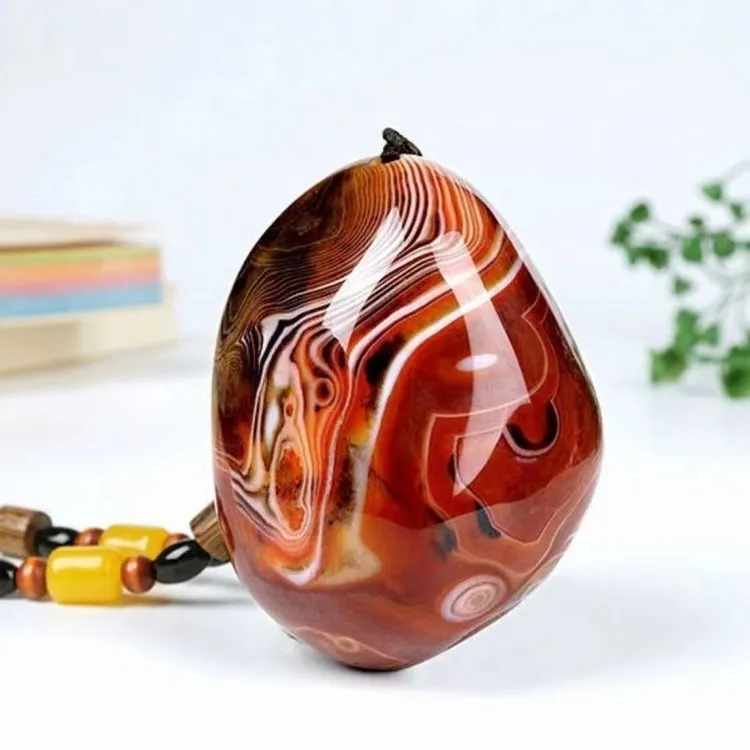 缠丝玛瑙手把件男士原石玉髓手玩把玩缠丝玛瑙奇石文玩吊坠带证书